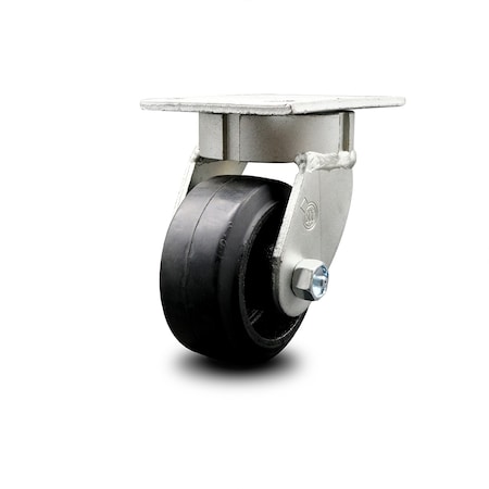 Service Caster 4 Inch Kingpinless Rubber on Steel Wheel Swivel Top Plate Caster SCC-KP30S420-RSR
